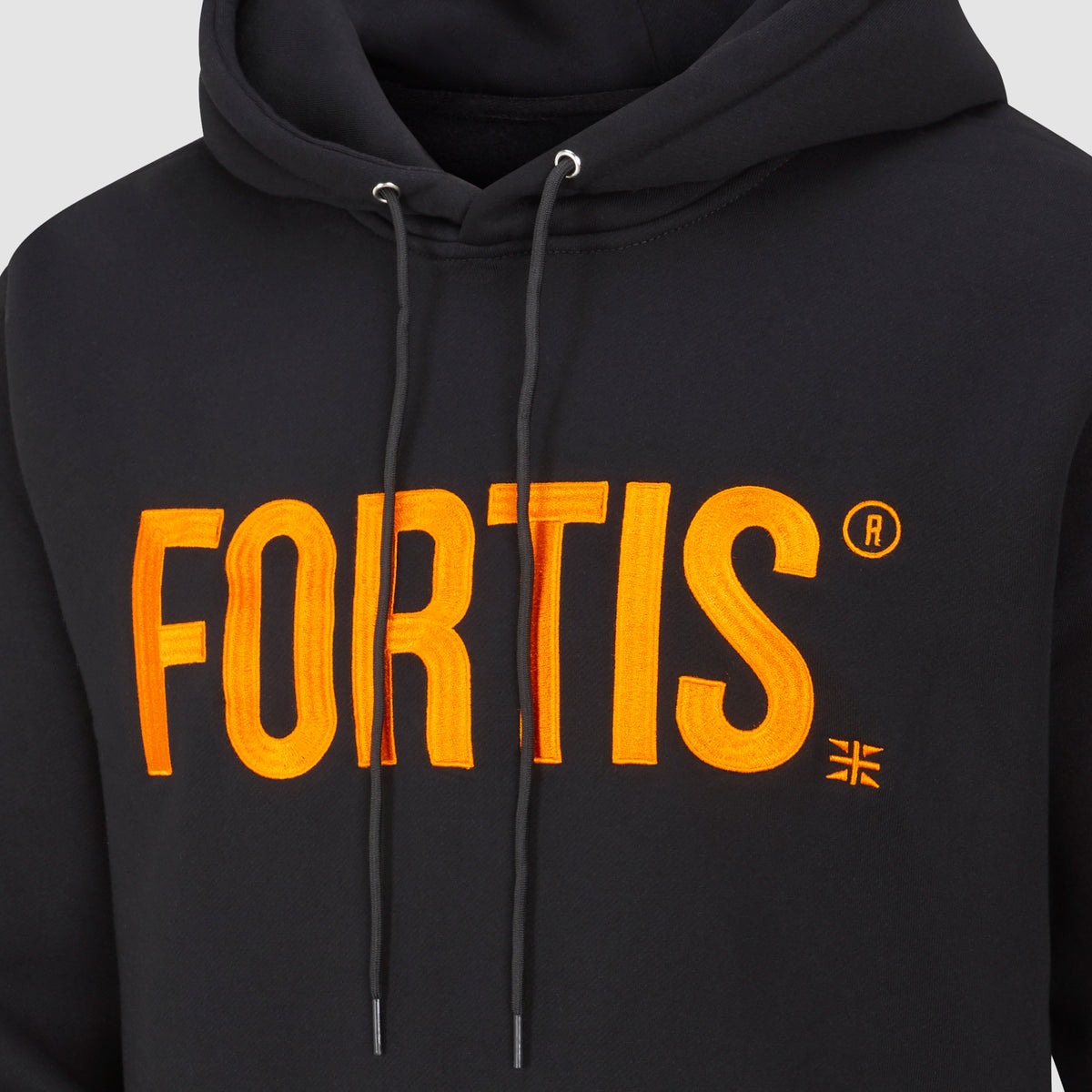 Terra Embroidered Hoodie Black and Orange