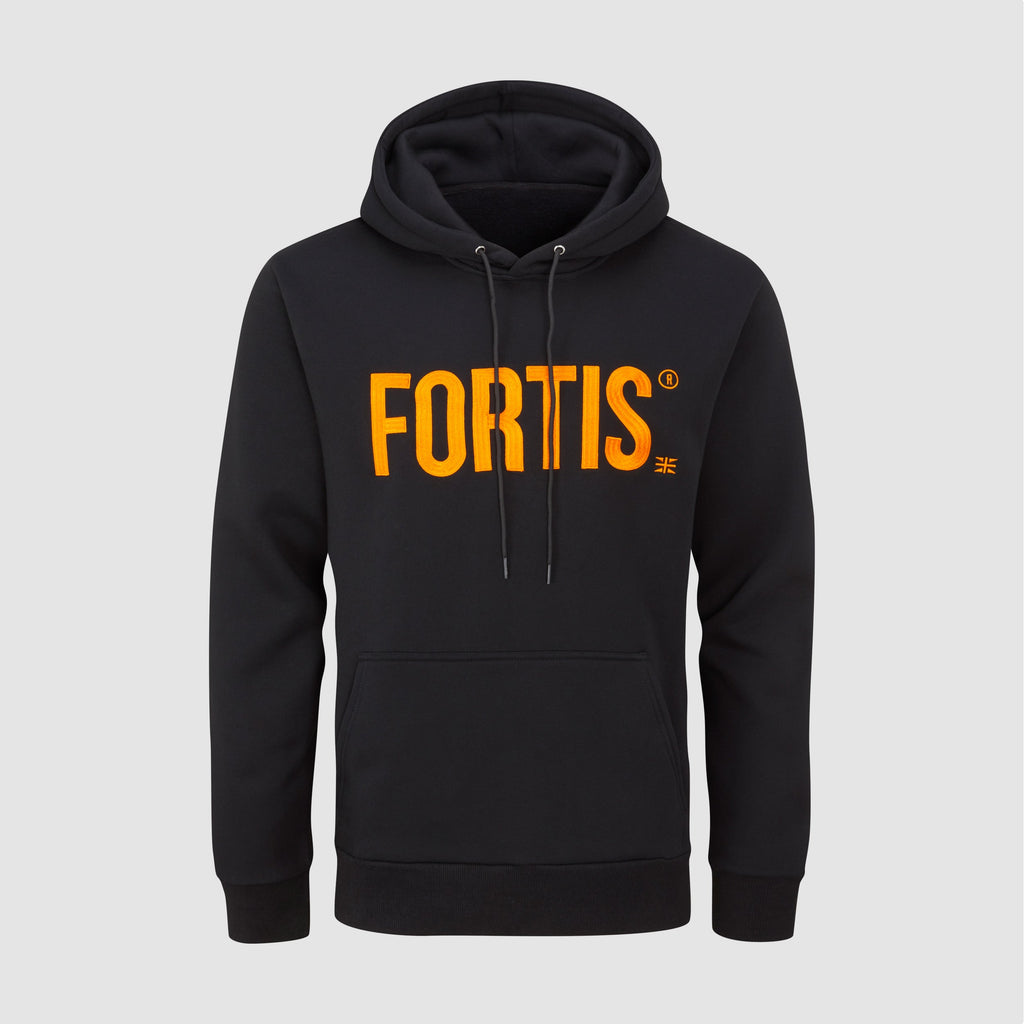 Terra Embroidered Hoodie Black and Orange
