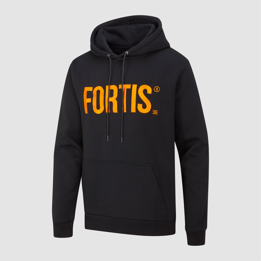 Terra Embroidered Hoodie Black and Orange