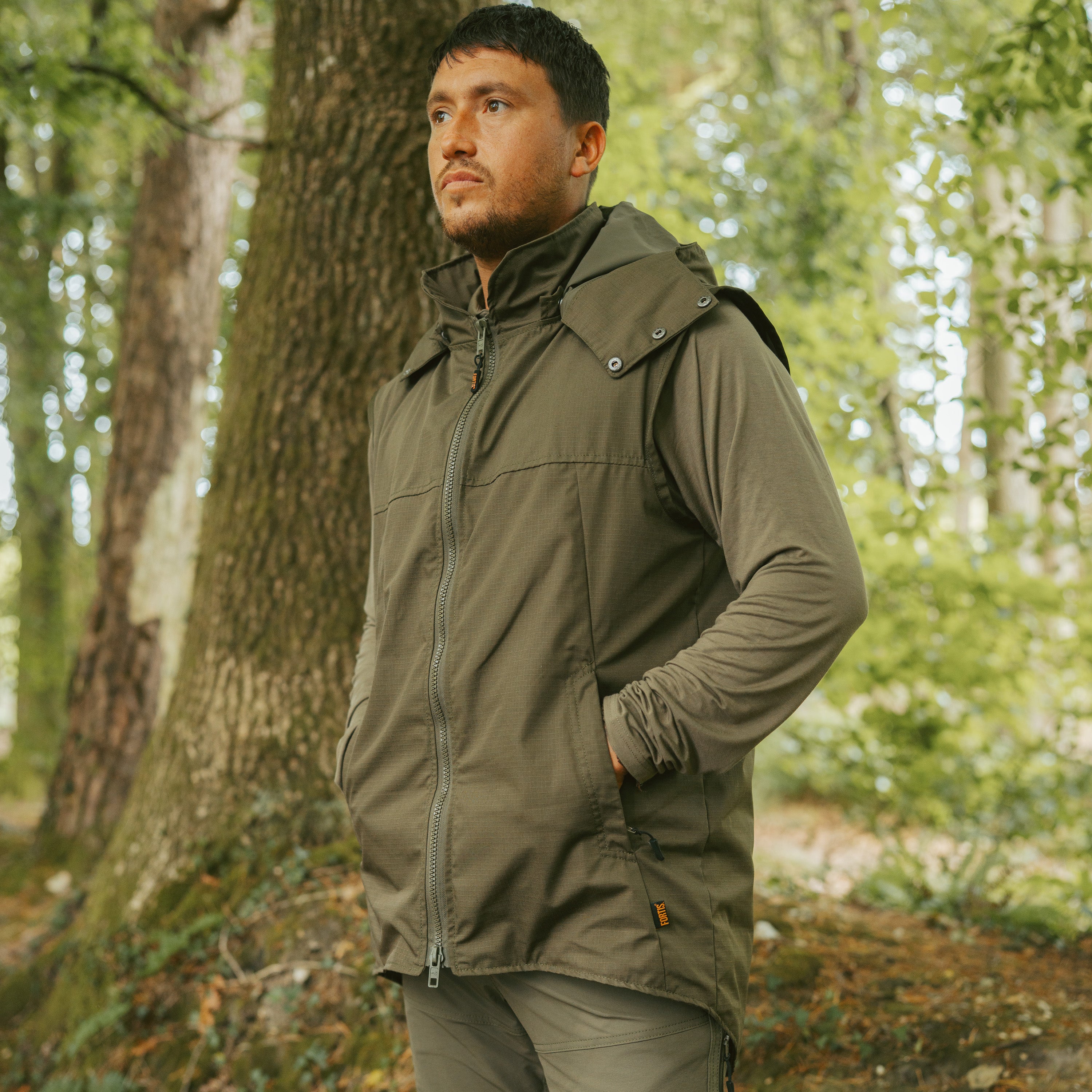 Mens Waterproof Explorer Gilet Olive Green