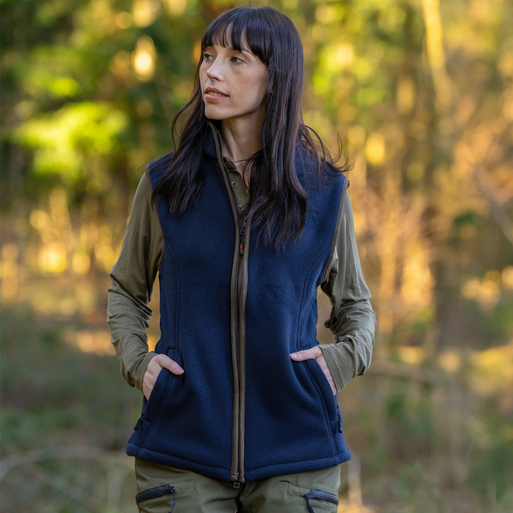 Womens Navy Vellus Fleece Gilet